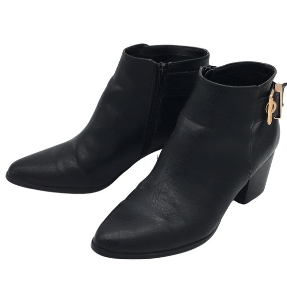 Aldo Shoes - Aldo Black Ankle Boots with Gold Buckles size 9